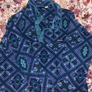 Blue large patagonia fleece quarter button up